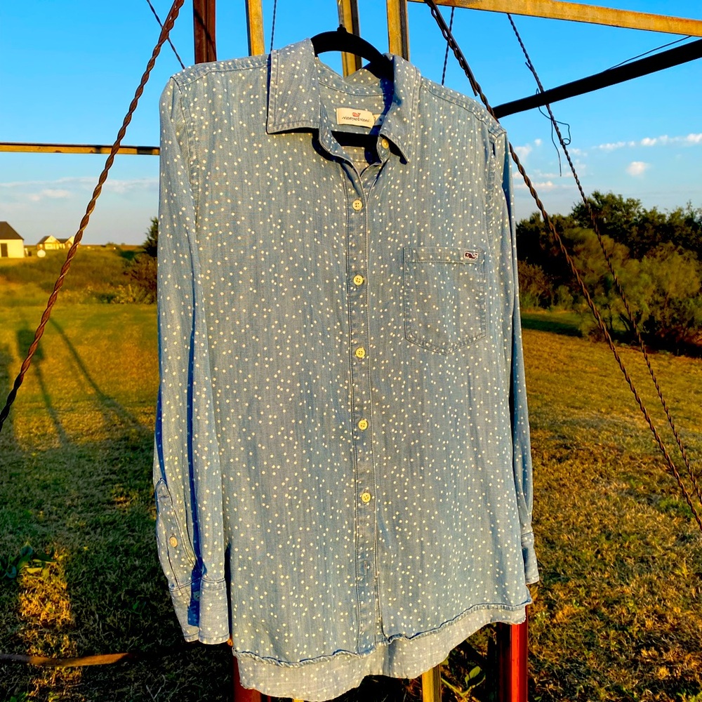 Vineyard Vines Light Blue Polka Dot Shirt